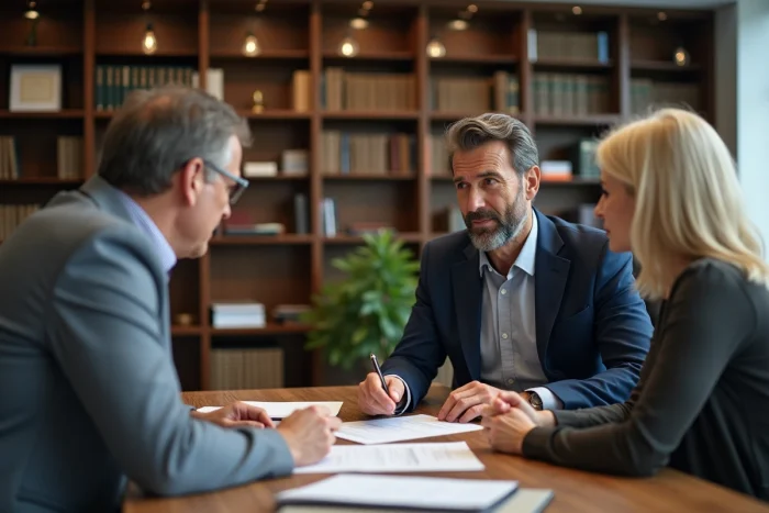 Conseiller immobilier expliquant la prolongation du dispositif Scellier à un couple de propriétaires après 9 ans de location