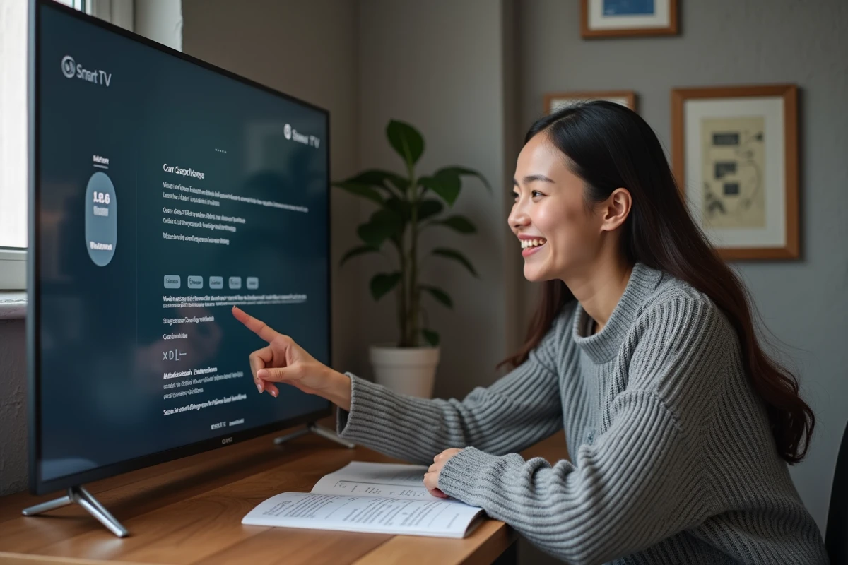 Jeune femme vérifie le manuel d